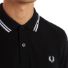 Fred Perry - Long Sleeve Twin Tipped Polo - Black/ White