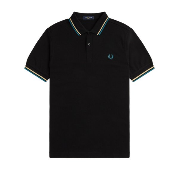 Fred Perry - Twin Tipped Poloshirt - Black/ Ice Cream/ Cyber Blue