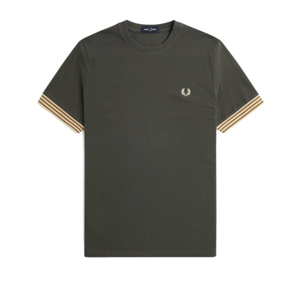 Fred Perry - Striped Cuff T-Shirt - Field Green
