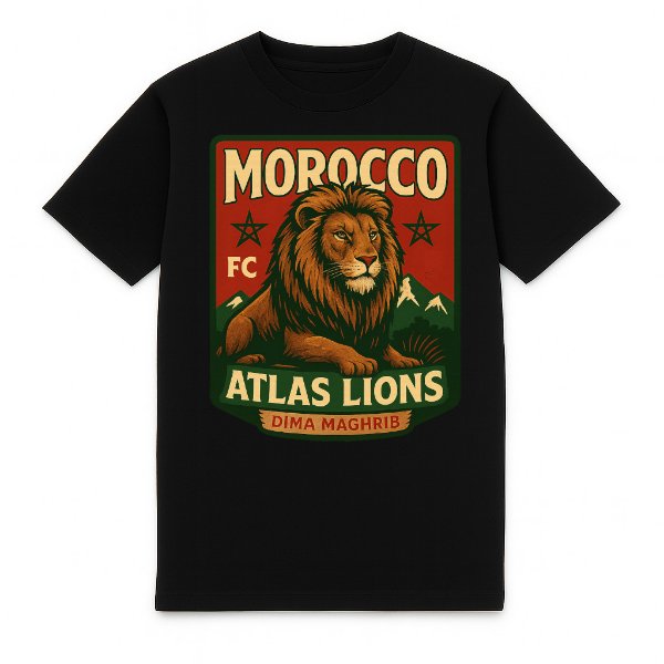 FC ELEVEN - Marokko Atlas Lions Heavy T-Shirt - Zwart